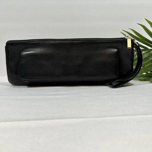 Hobo International Wallet Black Leather Slim Clutch Organizer Wristlet Wallet